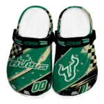 South Florida Bulls Clogs – Custom Checkered Streaks Green Black 1