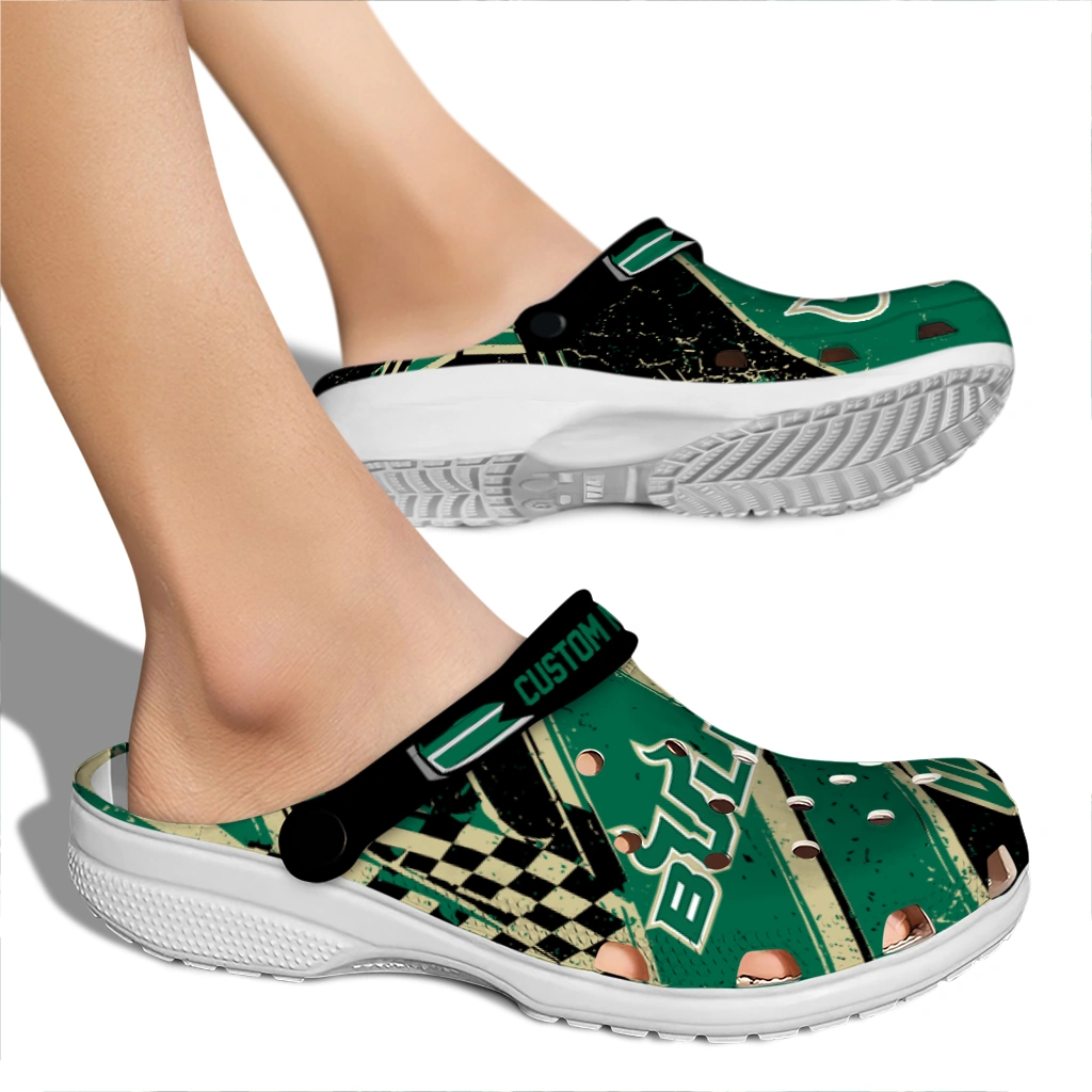 South Florida Bulls Clogs - Customized Circuit Geometry Green Black 2