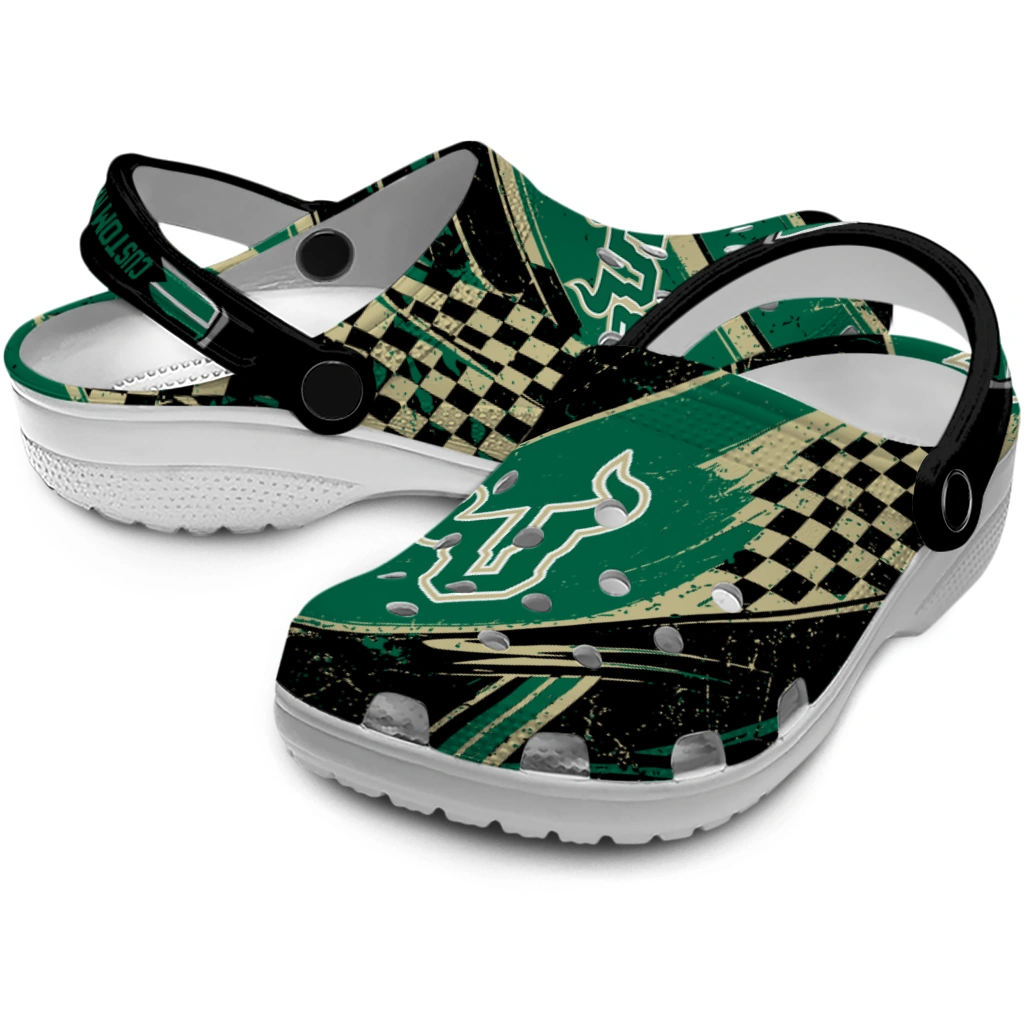 South Florida Bulls Clogs - Customized Circuit Geometry Green Black 3