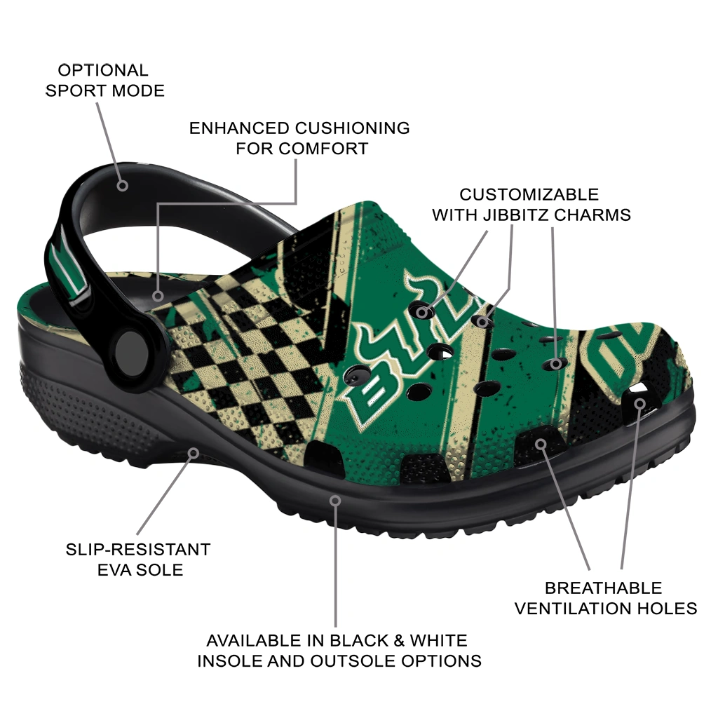 South Florida Bulls Clogs - Customized Circuit Geometry Green Black 5