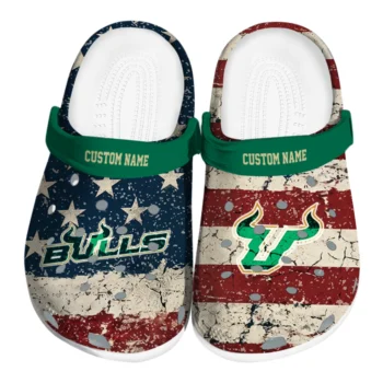 South Florida Bulls Clogs - Customized Distressed Stripes Green Red Blue
