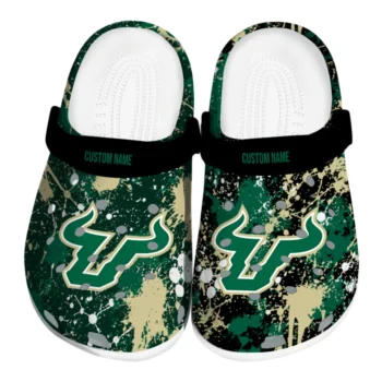 South Florida Bulls Clogs - Personalized Splatter Splash Green Black