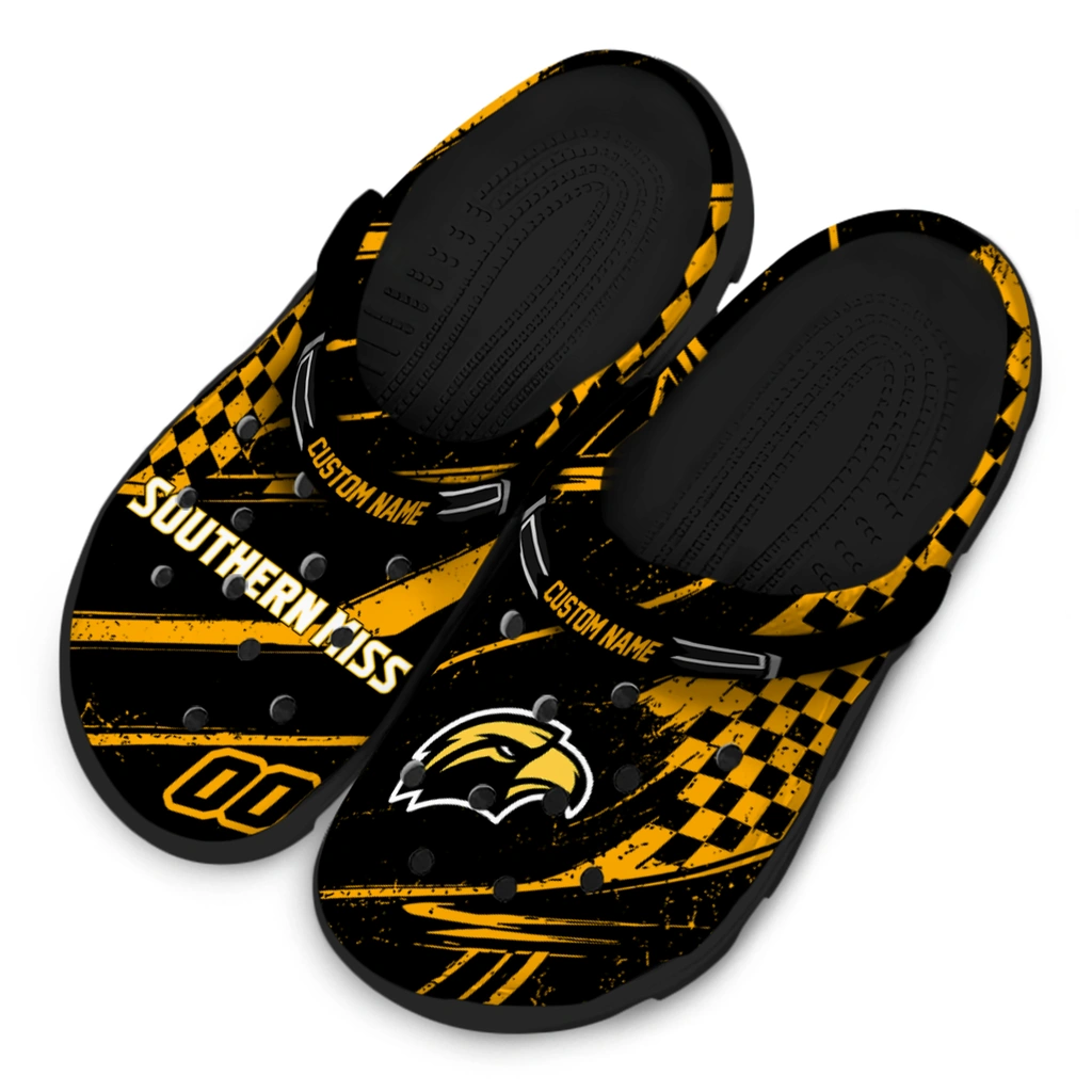 southern-miss-golden-eagles-clog-customized-checkered-streaks-black-latest-model.webp