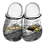 southern-miss-golden-eagles-clog-customized-wave-swirl-black-white-best-selling.webp