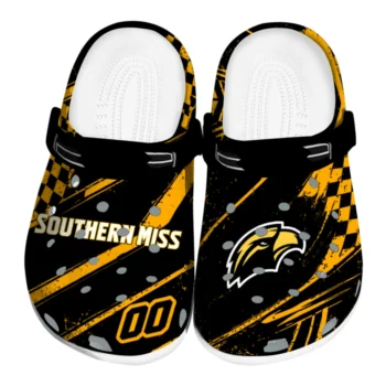 Southern Miss Golden Eagles Clogs - Personalized Circuit Geometry Black