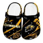 Southern Miss Golden Eagles Clogs – Customized Checkered Streaks Black 1