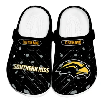 Southern Miss Golden Eagles Clogs - Personalized Circuit Geometry Black