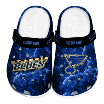 St. Louis Blues Clogs - Custom Cracked Energy Blue Black
