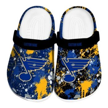 St. Louis Blues Clogs - Custom Splatter Splash Blue Black