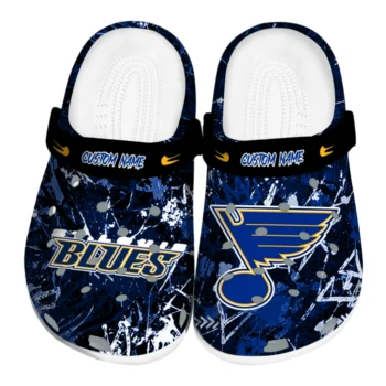 St. Louis Blues Clogs - Customized Graffiti Burst Blue Black