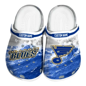 St. Louis Blues Clogs - Customized Wave Swirl Blue White