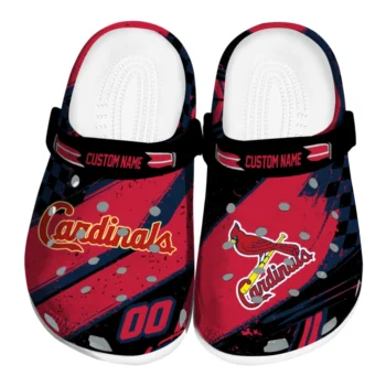 St. Louis Cardinals Clogs - Personalized Checkered Streaks Red Black