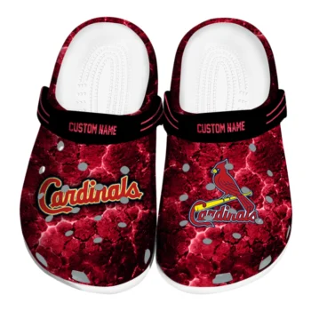 St. Louis Cardinals Clogs - Customized Cracked Energy Red Black