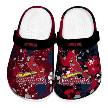 St. Louis Cardinals Clogs - Customized Splatter Splash Red Black