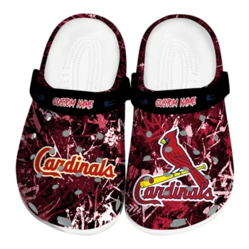 St. Louis Cardinals Clogs - Personalized Graffiti Burst Red Black