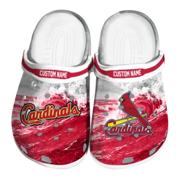 St. Louis Cardinals Clogs - Personalized Wave Swirl Red White