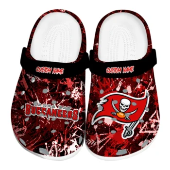 Tampa Bay Buccaneers Clogs - Custom Graffiti Burst Red Black