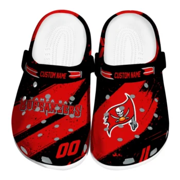 Tampa Bay Buccaneers Clogs - Custom Checkered Streaks Red Black