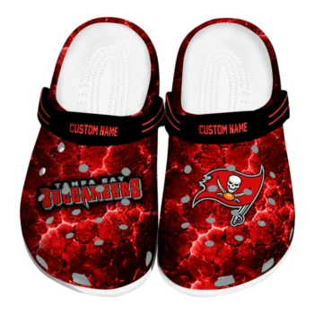Tampa Bay Buccaneers Clogs - Personalized Cracked Energy Red Black