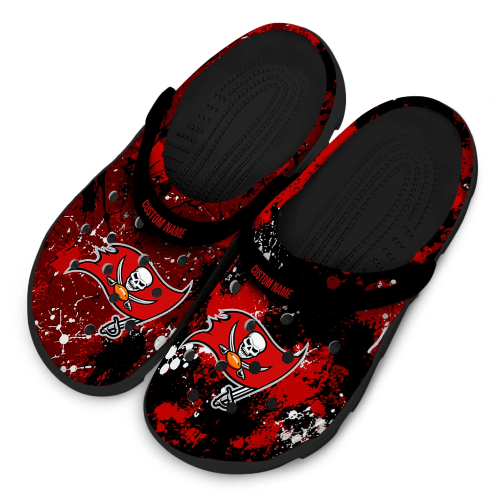 tampa-bay-buccaneers-clog-personalized-splatter-splash-red-black-latest-model.webp