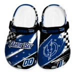 Tampa Bay Lightning Clogs – Personalized Checkered Streaks Blue Black 1