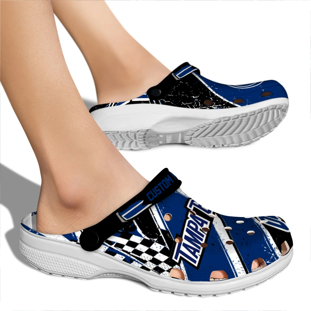 Tampa Bay Lightning Clogs - Custom Circuit Geometry Blue Black 2