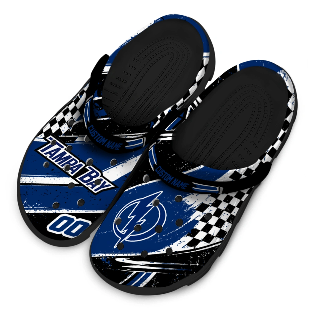 Tampa Bay Lightning Clogs - Custom Circuit Geometry Blue Black 4