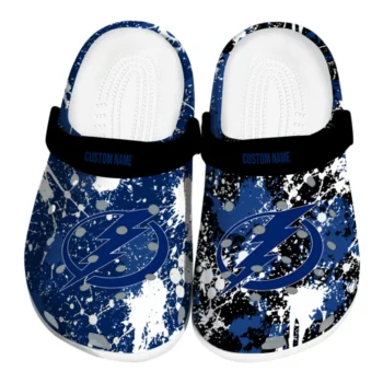 Tampa Bay Lightning Clogs - Customized Splatter Splash Blue Black