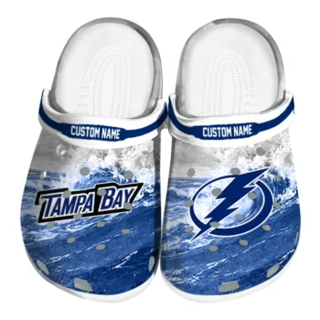 Tampa Bay Lightning Clogs - Personalized Wave Swirl Blue White