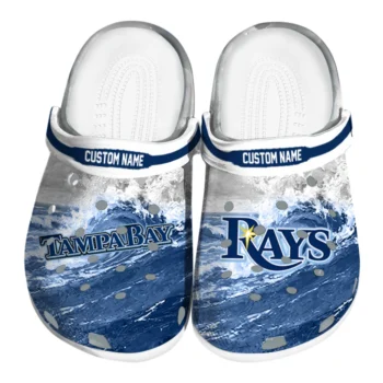 Tampa Bay Rays Clogs - Custom Wave Swirl Navy White
