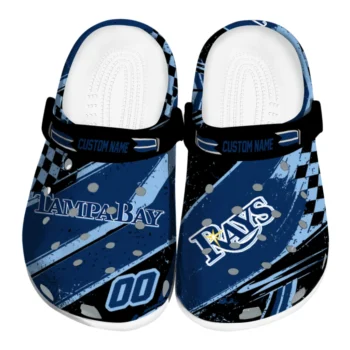 Tampa Bay Rays Clogs - Custom Checkered Streaks Navy Black