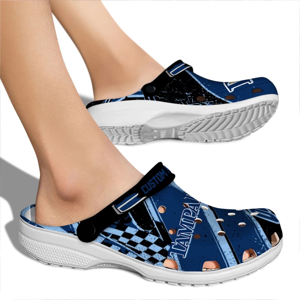 Tampa Bay Rays Clogs - Customized Circuit Geometry Navy Black 2