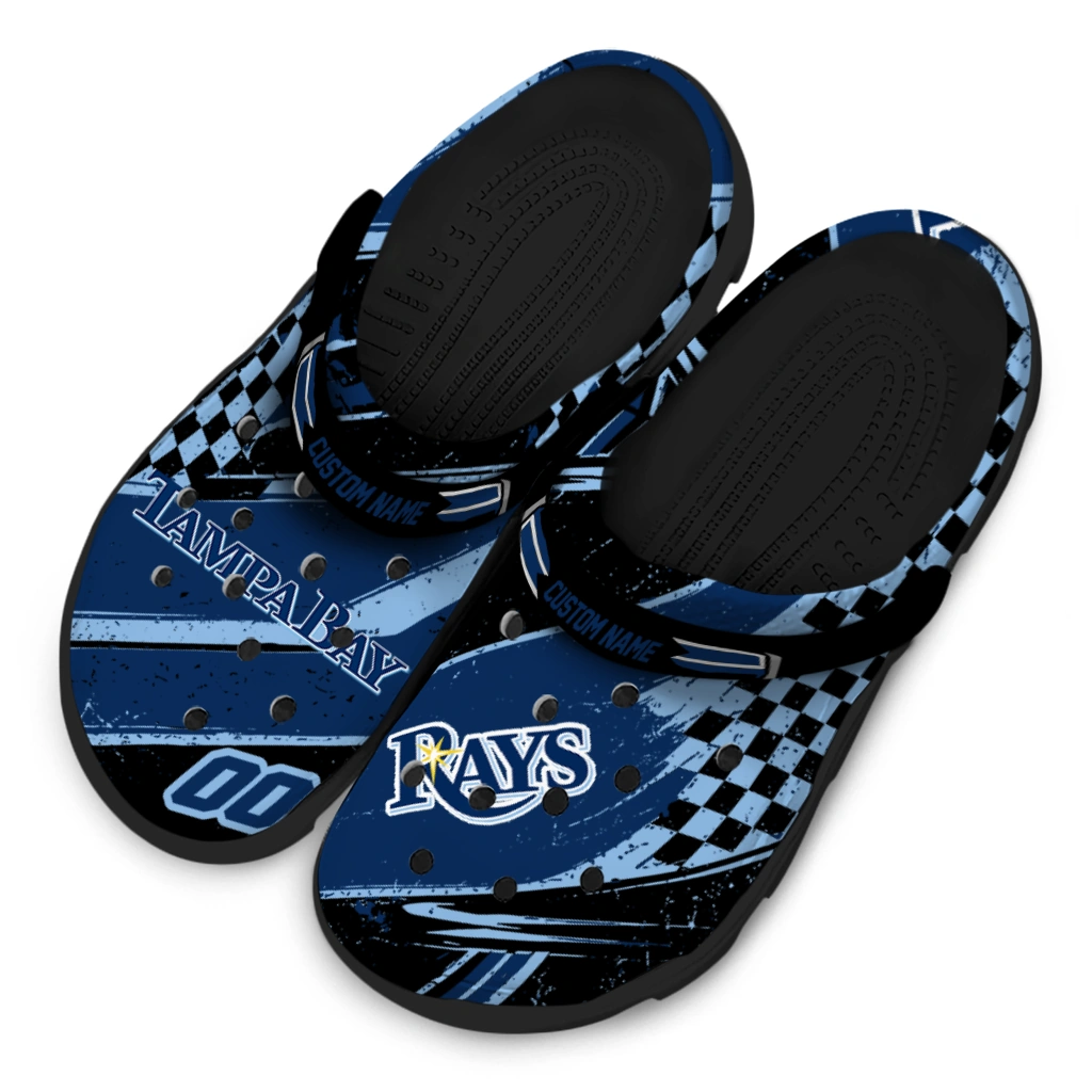 Tampa Bay Rays Clogs - Customized Circuit Geometry Navy Black 4