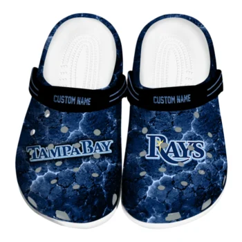 Tampa Bay Rays Clogs - Personalized Cracked Energy Navy Black