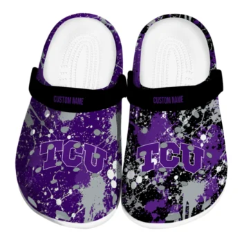 TCU Horned Frogs Clogs - Custom Splatter Splash Purple Black