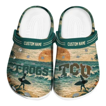 TCU Horned Frogs Clogs - Custom Wave Scene Fir Green