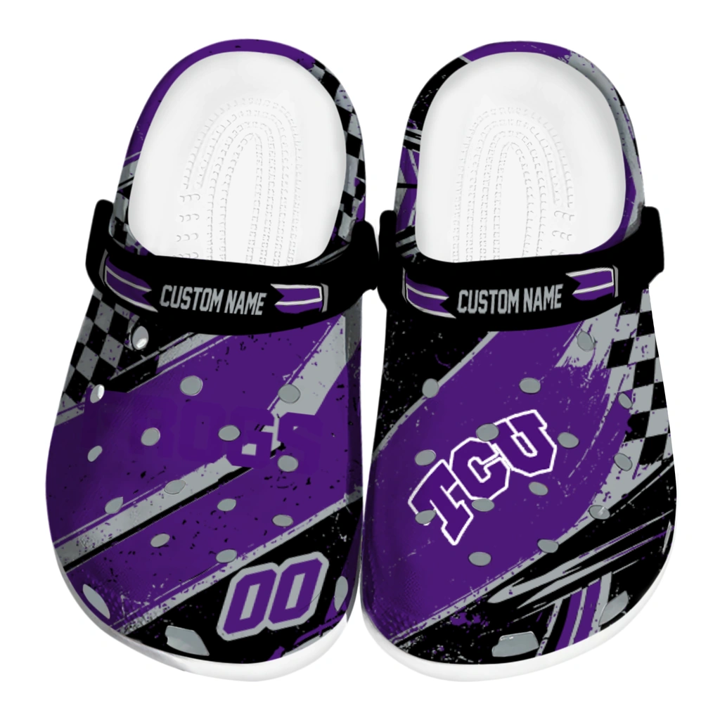 tcu-horned-frogs-clog-customized-checkered-streaks-purple-black-best-selling.webp tcu horned frogs clog customized checkered streaks purple black best selling