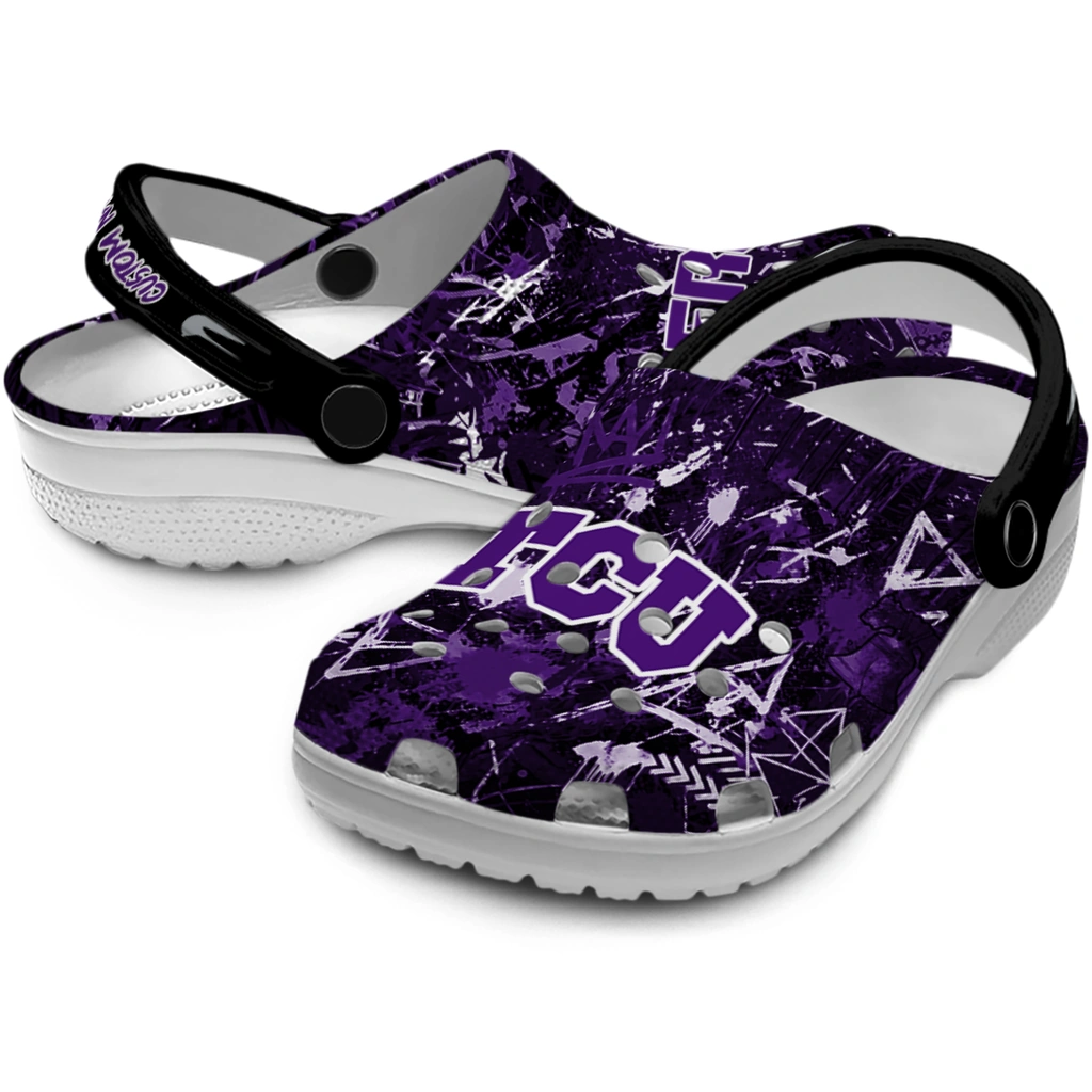 tcu-horned-frogs-clog-customized-graffiti-burst-purple-black-high-quality.webp
