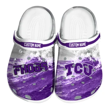TCU Horned Frogs Clogs - Customized Wave Swirl Purple White