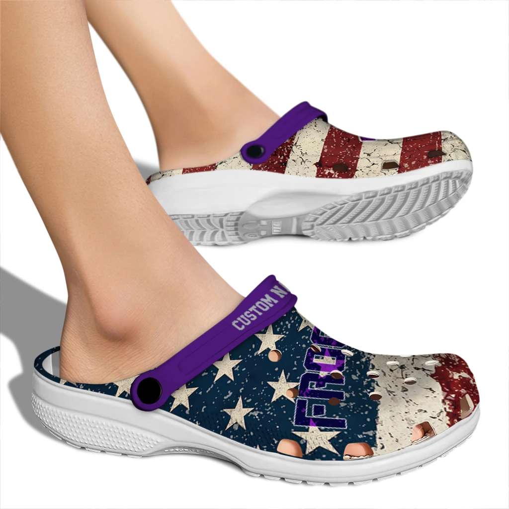 tcu-horned-frogs-clog-personalized-distressed-stripes-purple-red-blue-fashion-forward.webp