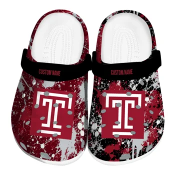 Temple Owls Clogs - Custom Splatter Splash Red Black