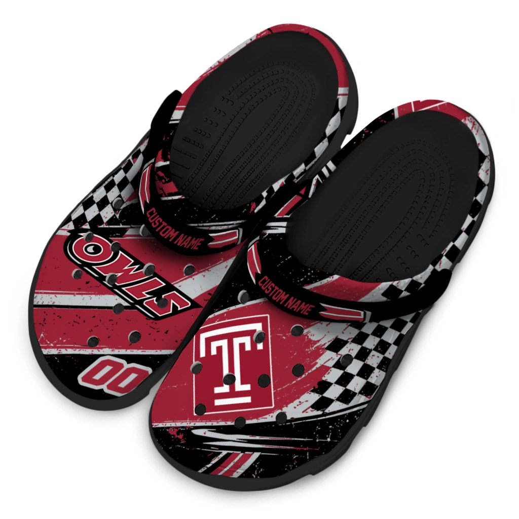 Temple Owls Clogs - Personalized Circuit Geometry Red Black 4