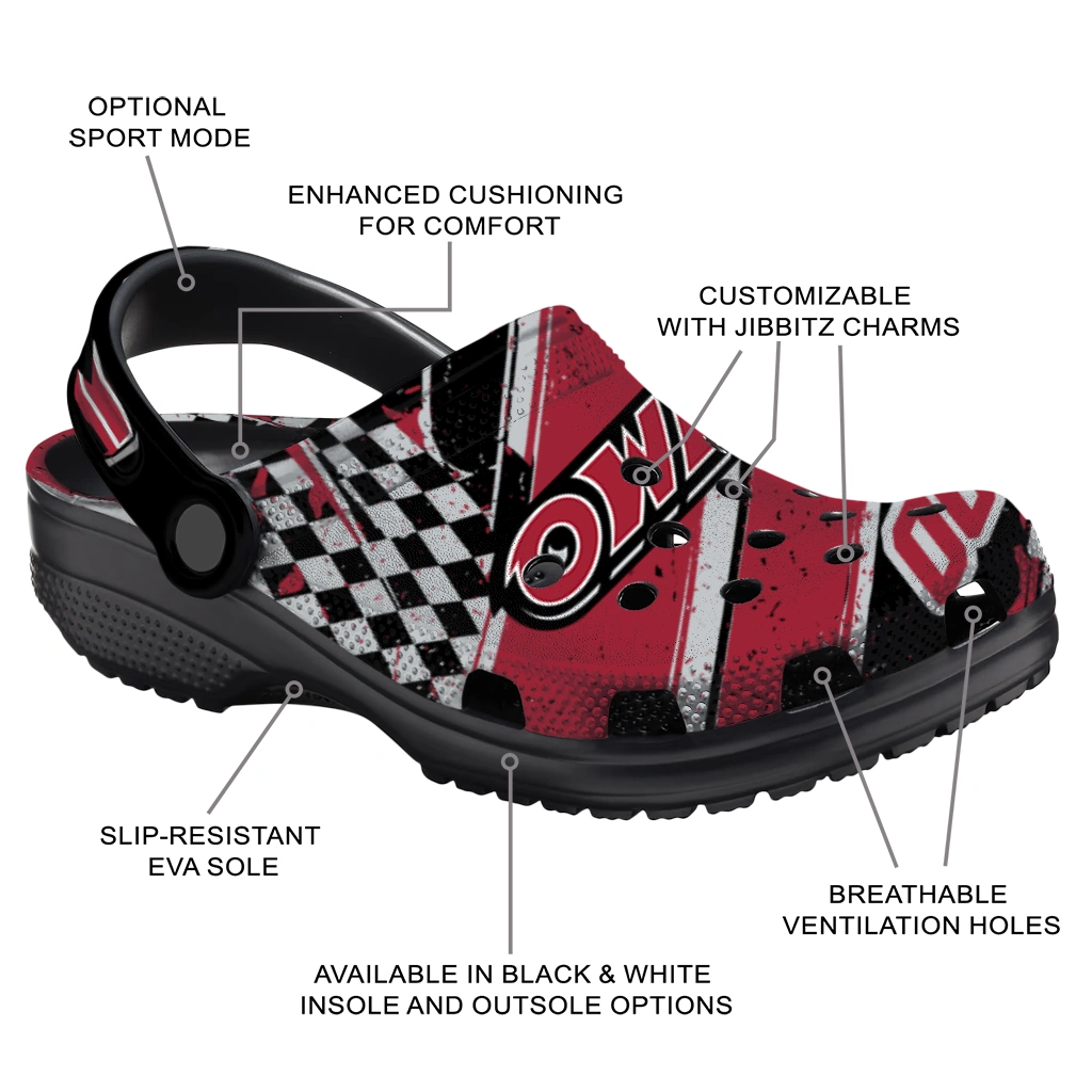 Temple Owls Clogs - Personalized Circuit Geometry Red Black 5