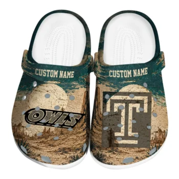Temple Owls Clogs - Personalized Cracked Landscape Fir Green Beige