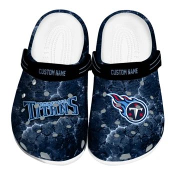 Tennessee Titans Clogs - Custom Cracked Energy Navy Black