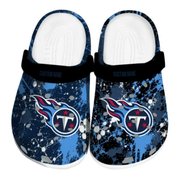 Tennessee Titans Clogs - Custom Splatter Splash Navy Black