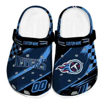 Tennessee Titans Clogs - Customized Checkered Streaks Navy Black