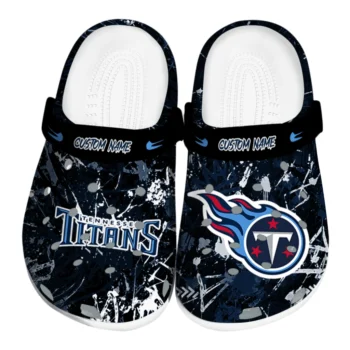 Tennessee Titans Clogs - Customized Graffiti Burst Navy Black