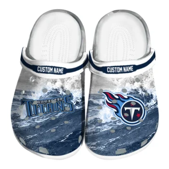 Tennessee Titans Clogs - Customized Wave Swirl Navy White