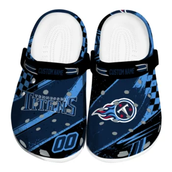 Tennessee Titans Clogs - Personalized Circuit Geometry Navy Black
